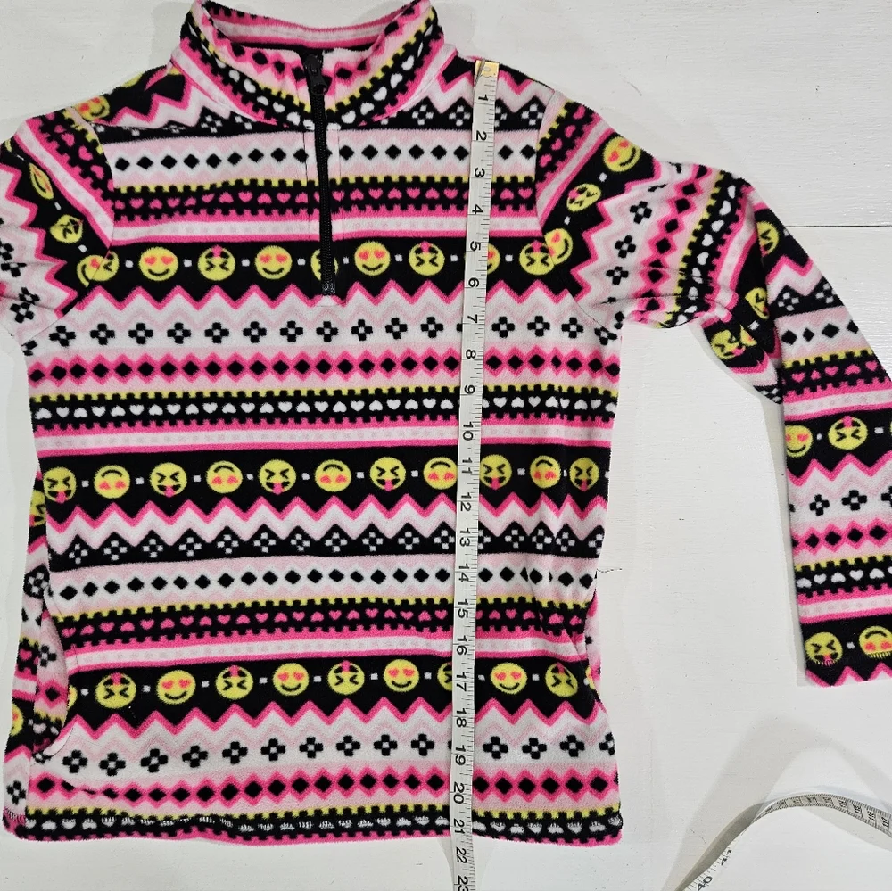 The Children's Place emoji quarter zip fleece top girls size large 10/12